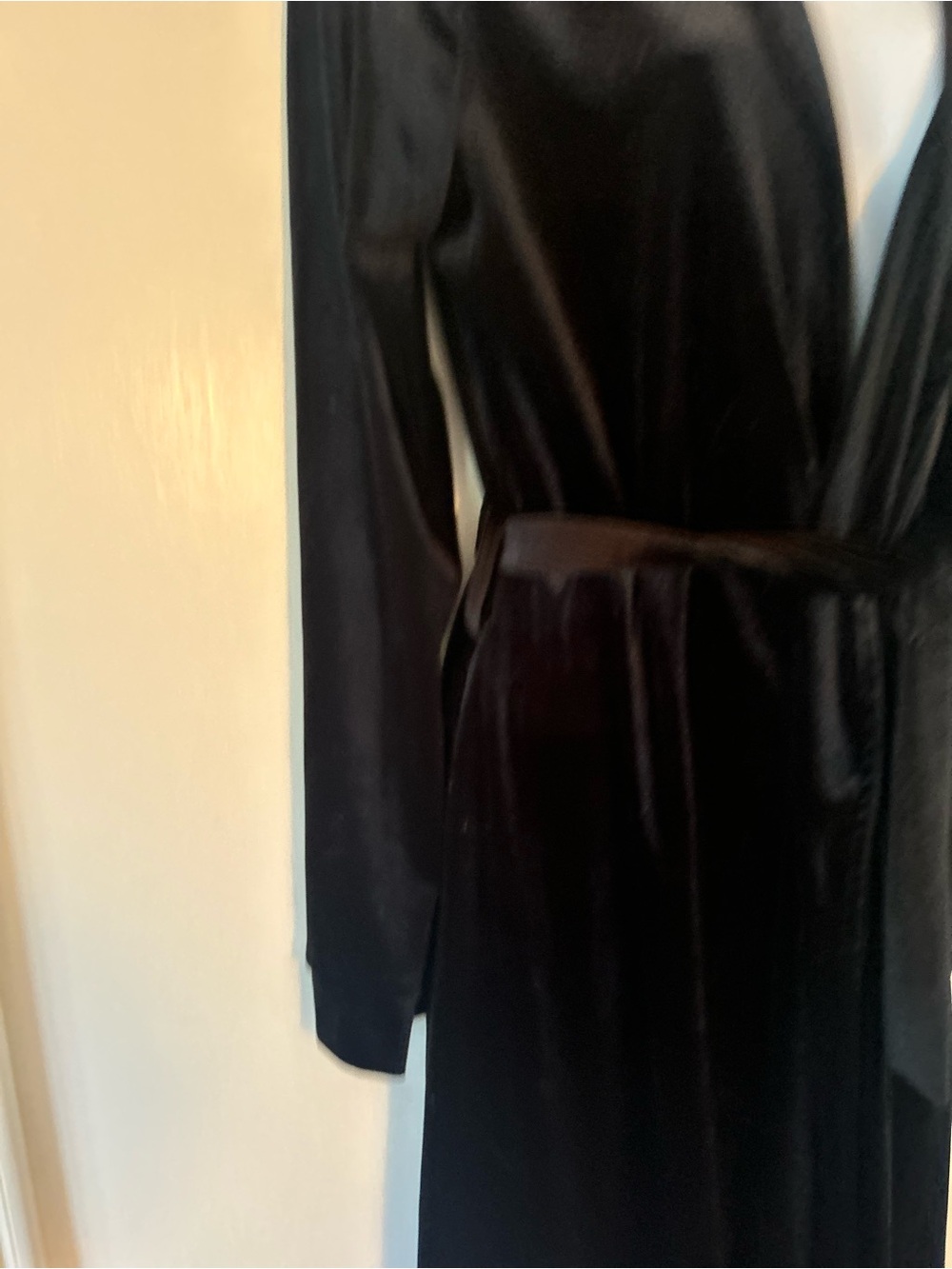 Futurino Velvet Long Belted Robe pockets NWT S - Picture 3 of 9